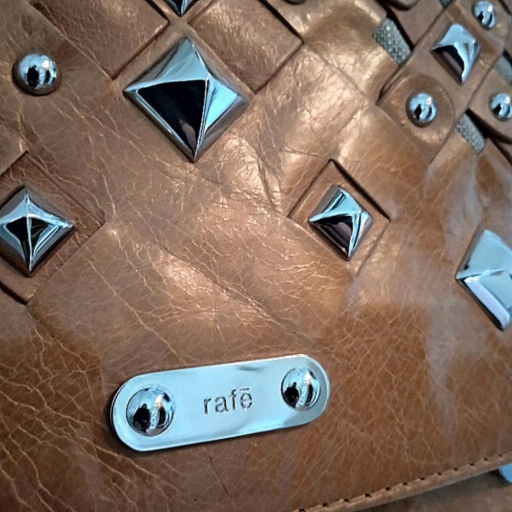 Authentic Rafe Tan Leather Studded Handbag - Picture 3 of 5
